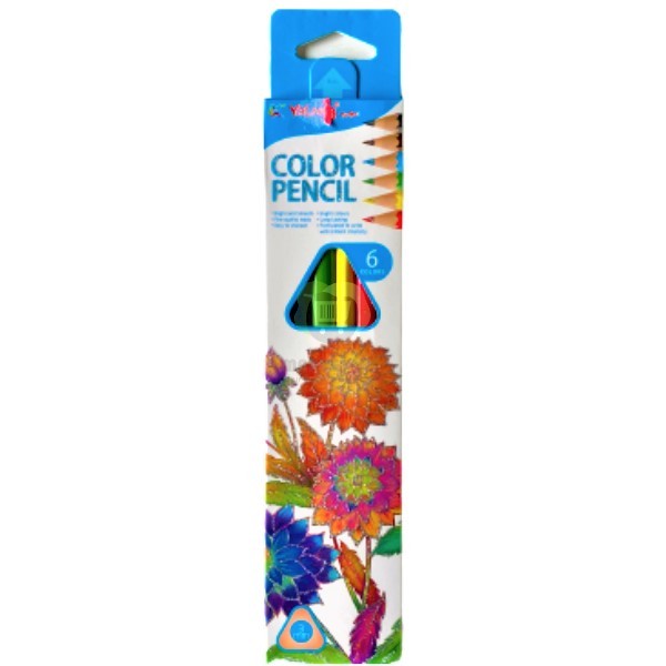 Գունավոր մատիտներ «Yalong» կապույտ 6 գույն