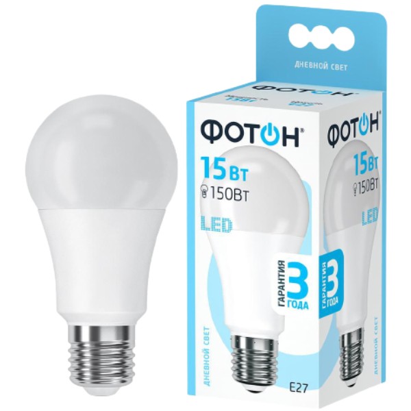 Bulb "Photon" LED daylight A60 E27 15W 4000 1pcs