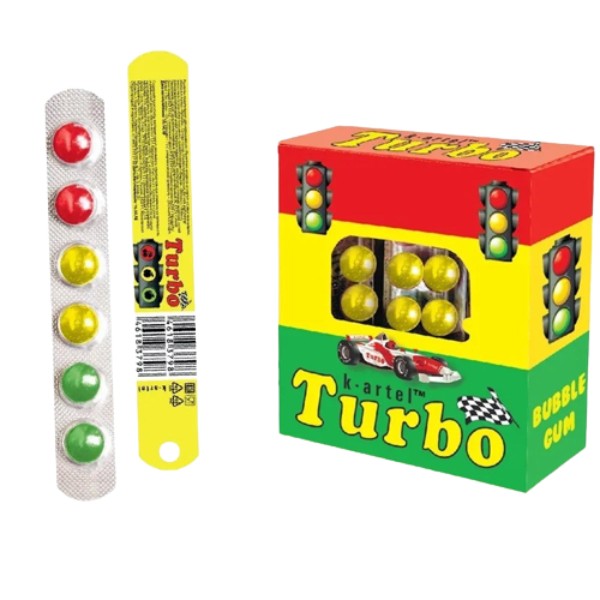 Chewing gum "Turbo" Svetofor with cherry peach and apple flavor 12g