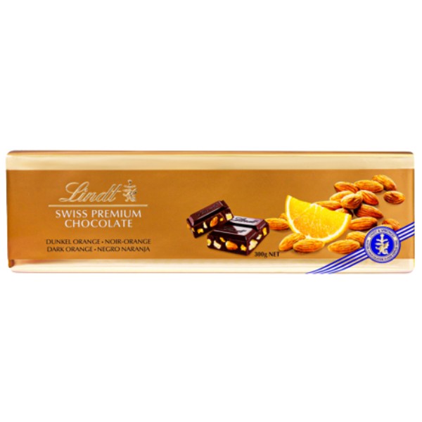Шоколад "Lindt" Excellence Gold черный горький с апельсином и целым миндалем 300г