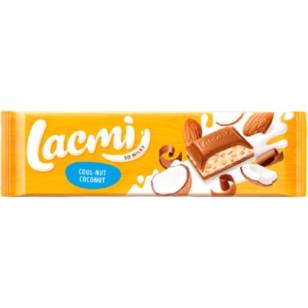 Chocolate "Roshen" Lacmi milk with whole almonds and coconut 280g