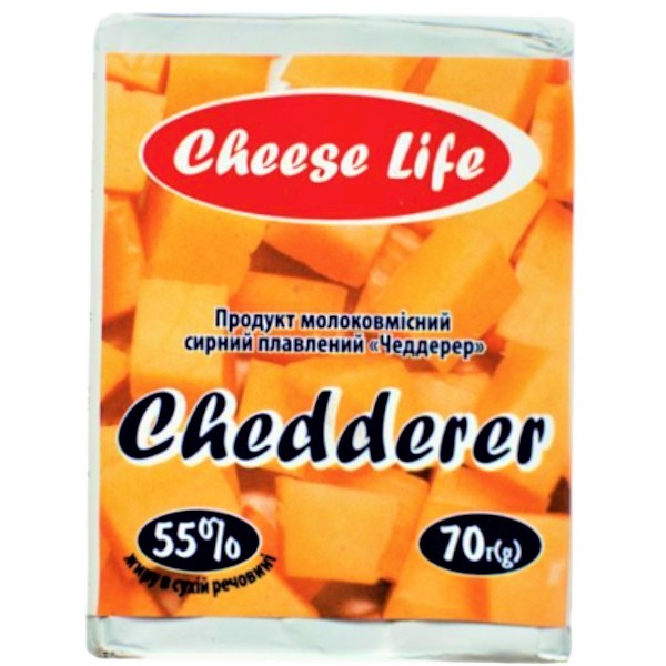 Պանրային մթերք «Cheese Life» Չեդդերեր 55% հալած մածուկի նման 70գ