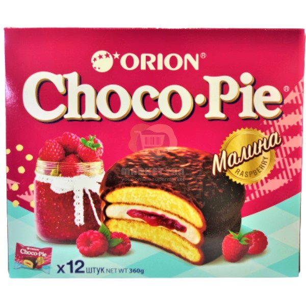 Cookies coated "Orion Choco Pie" raspberry 12pcs 360g