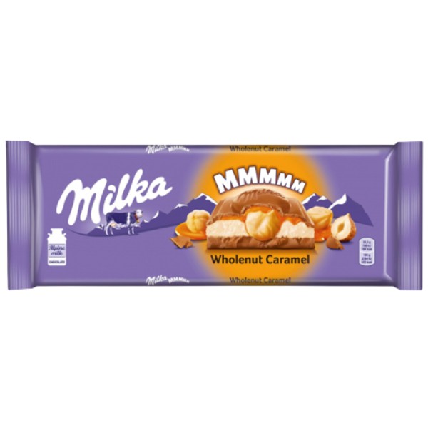 Шоколад "Milka" с цельным орехом и карамелью 300г