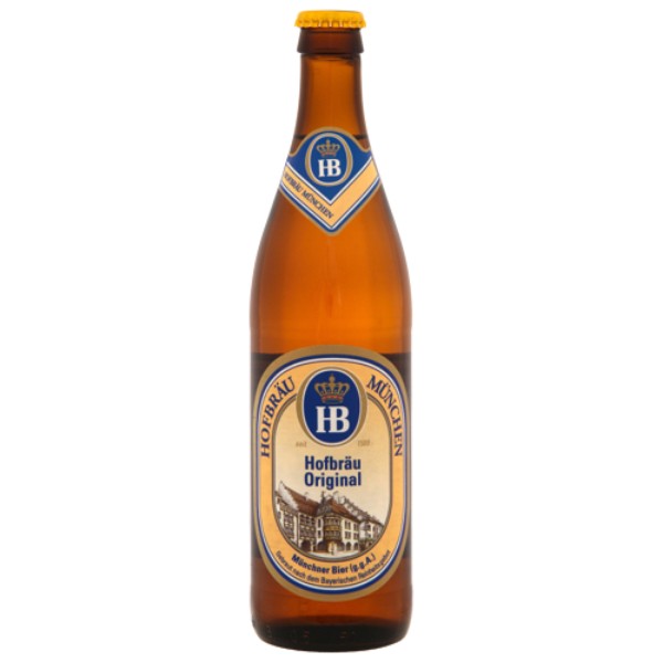 Пиво "Hofbrau Munchen" нефильтрованное светлое 5.1% с/б 0.5л