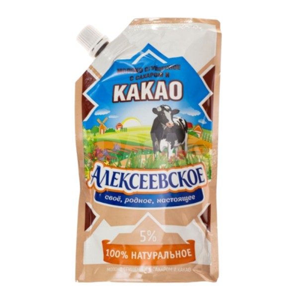 Խտացրած կաթ «Алексеевское» շաքարով և կակաոյով 8.5% 270գ