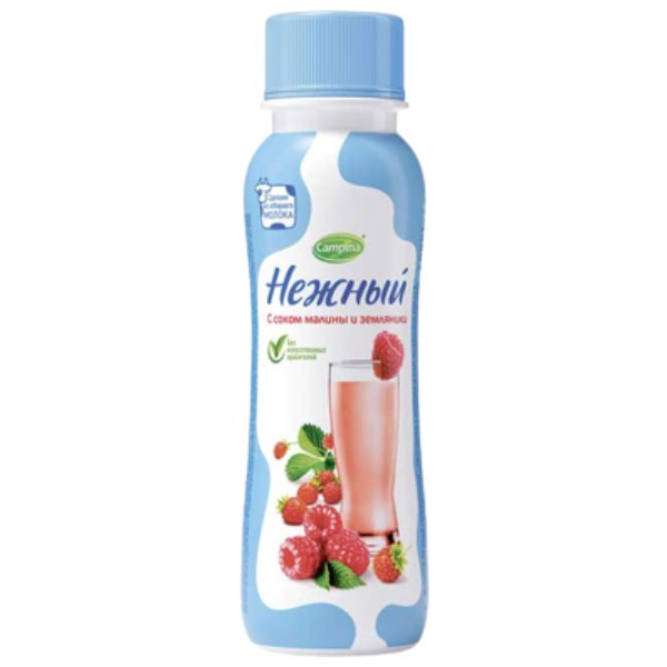 Yogurt drink "Nejniy" with raspberry and strawberry juice 0.1% 285g