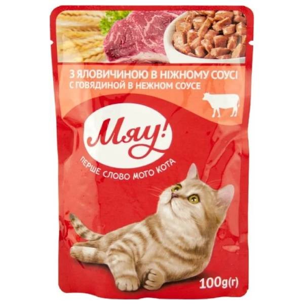 Jelly "Meow" for cats in beef sauce 100g