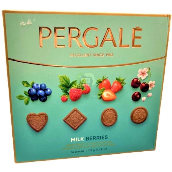 Շոկոլադե հավաքածու «Pergale» Կաթնային հատապտուղներ կաթնային շոկոլադ պոմադային միջուկներով 117գ