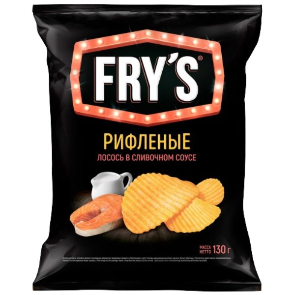 Чипсы картофельные "Fry's" рифленые лосось в сливочном соусе 130г