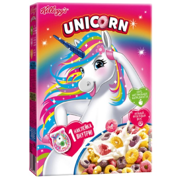 Ready breakfast "Kellogg's" Unicorn rainbow rings with fruit flavor 195g
