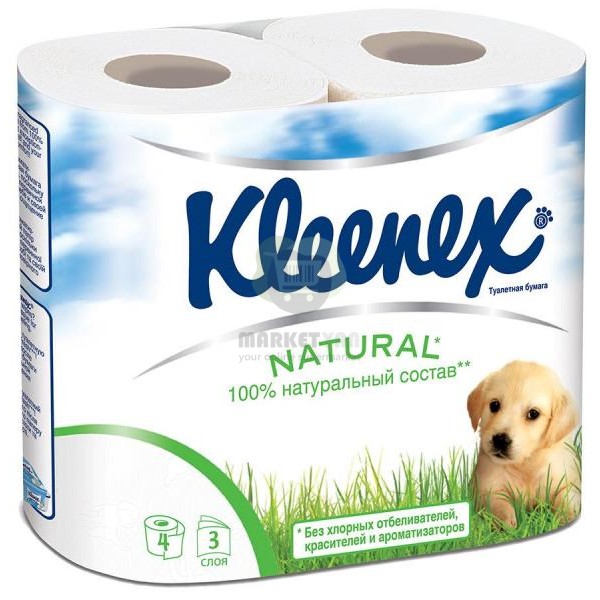 Туалетная бумага "Kleenex" естественный уход 3слоя 4шт