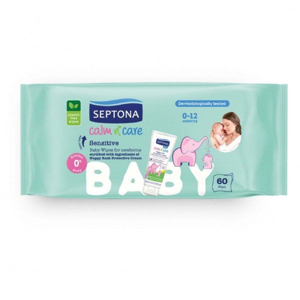 Салфетки влажные детские "Septona" sensitive 60,шт