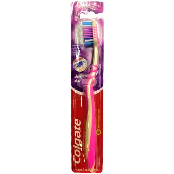 Toothbrush "Colgate" ZigZag of medium hardness pink 1pcs