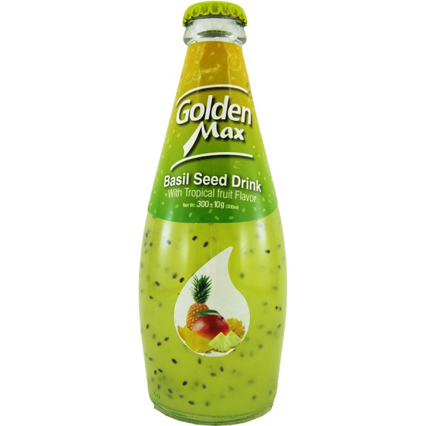 Natural carbonated juice "Golden Max" with the taste of tropical fruits and chia seeds 300 ml