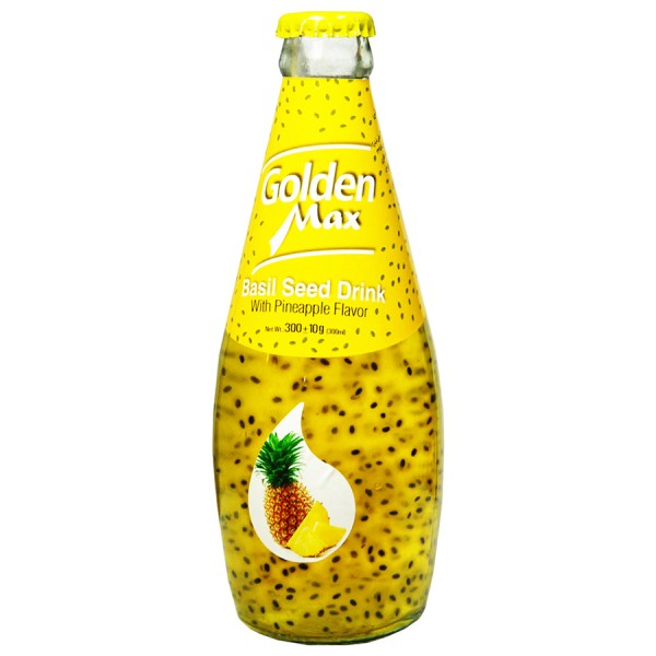 Natural carbonated juice "Golden Max" with pineapple flavor and chia seeds 300ml