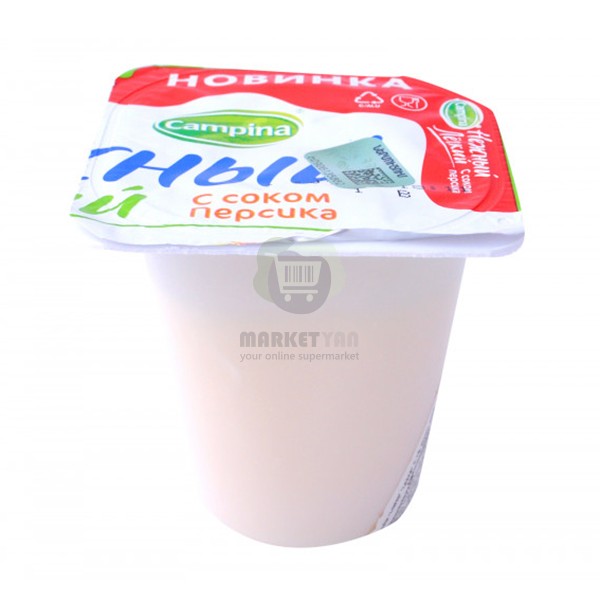Йогурт "Кампина" нежный, персик 0,1% 95 гр.