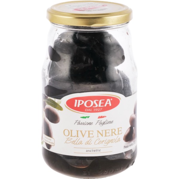 Olives black "Iposea" Bella di Cerignola without pit without liquid 310g