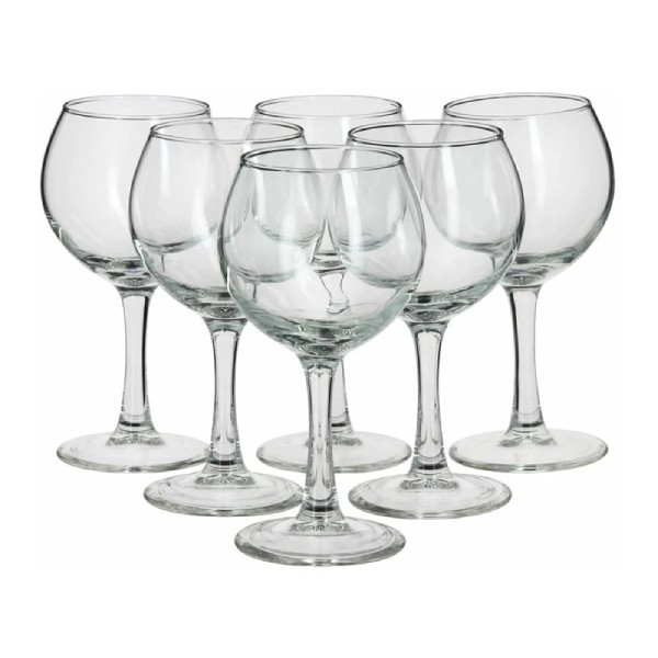 Set of glass wine glasses "Domino" 350ml 6pcs