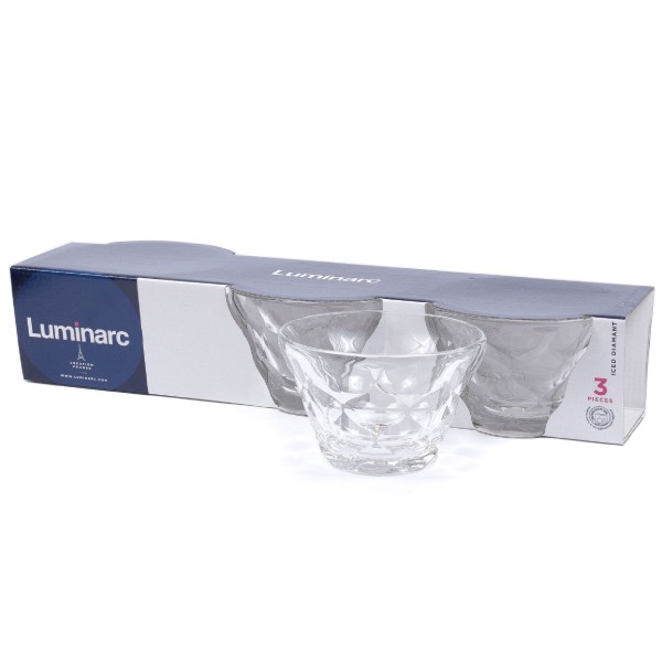 Glass container for "Luminarc" Diamond ice cream 350 ml 3 pieces