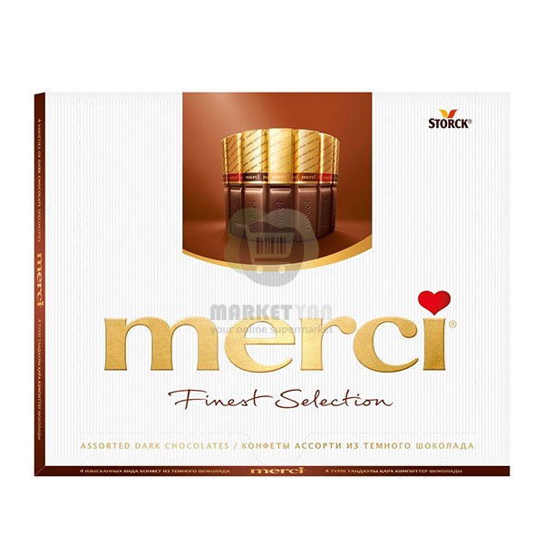 Շոկոլադե կոնֆետների հավաքածու «Merci» մուգ շոկոլադ 250գր