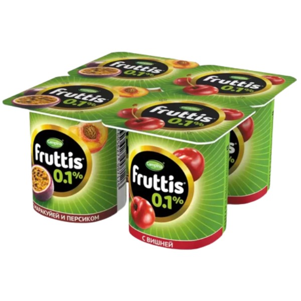 Йогурт "Fruttis" маракуйя персик/вишня 0.1% 110г