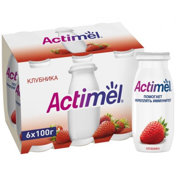 Кисломолочный продукт "Actimel" клубника 2.5% 100г