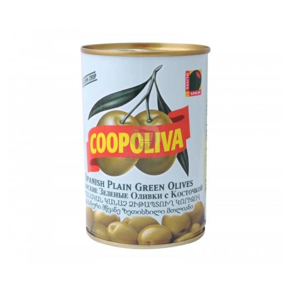 Зеленые оливки с косточкой "Coopoliva" 405 гр.