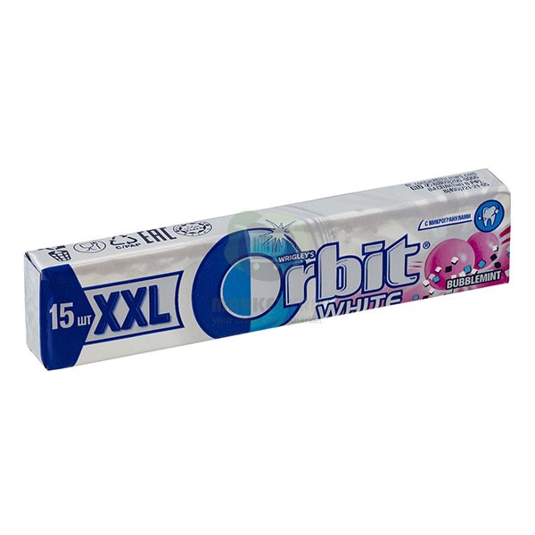Жевательная резинка "Orbit" отбеливающая XXL баблминт 20,4 гр.