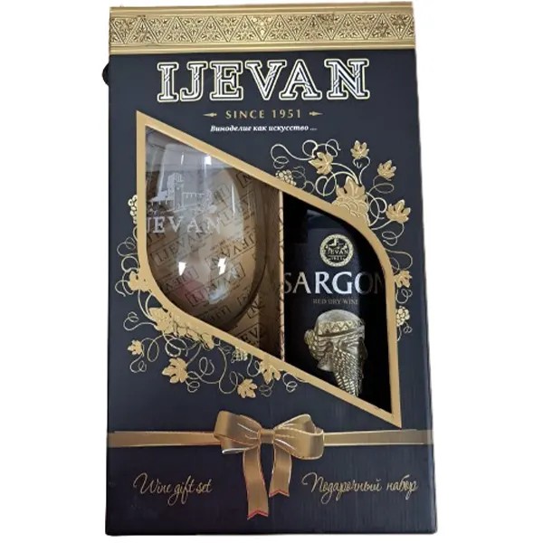 Wine "Ijevan" red dry 0.75l + glass