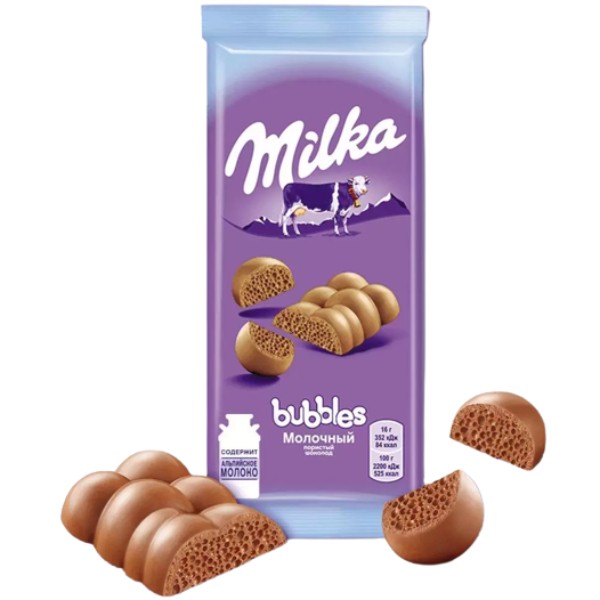 Шоколадная плитка "Milka" молочная пористая 85г