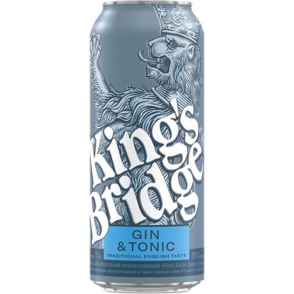 Light alcohol carbonated drink "Kings Bridge" with gin and tonic in a 500ml can