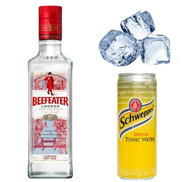 Gin "Beefeater" 47% 0.5l + GIFT Tonic "Schweppes" Indian 0.33l and Ice "Marketyan" 1kg