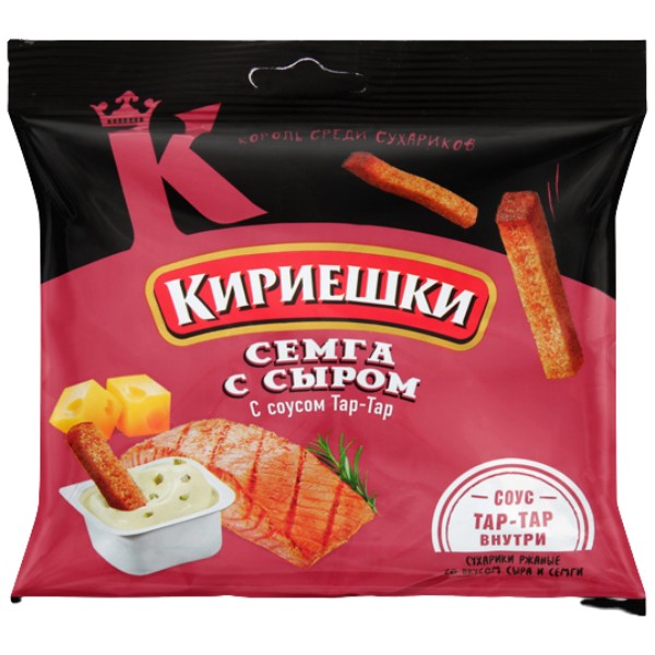 Crackers "Kirieshki" with cheese and salmon flavor with tartar sauce 40g