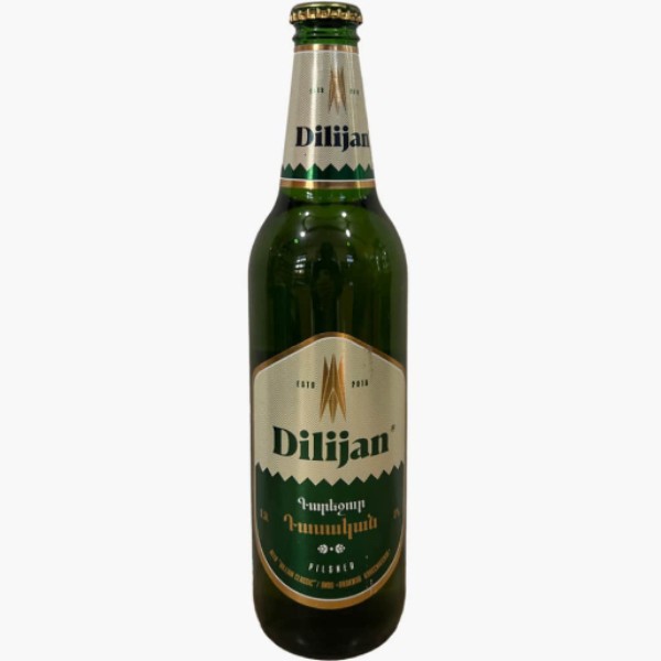 Alcoholic drink beer "Dilijan" in a glass bottle 0.5l