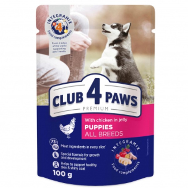 Շների կեր ժելե «Club 4 Paws» փոքր հավի 100գր