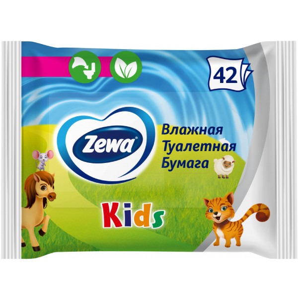 Влажные салфетки "Zewa Kids" 42шт