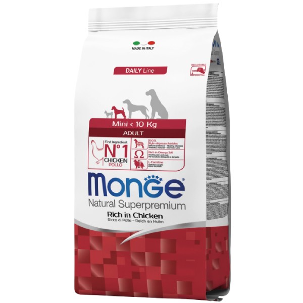 Dry food "Monge" for adult dogs of small breeds with chicken and rice flavor 800g