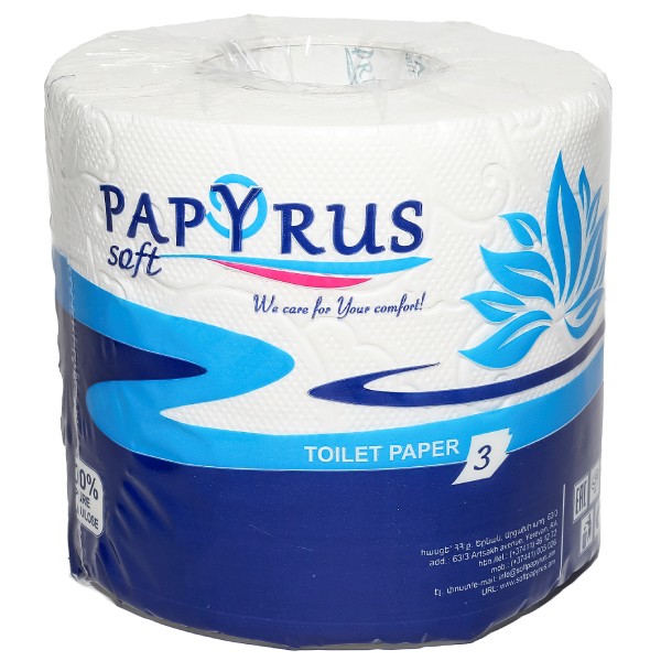 Туалетная бумага "Papyrus" 3-слойные 100×124мм 1шт