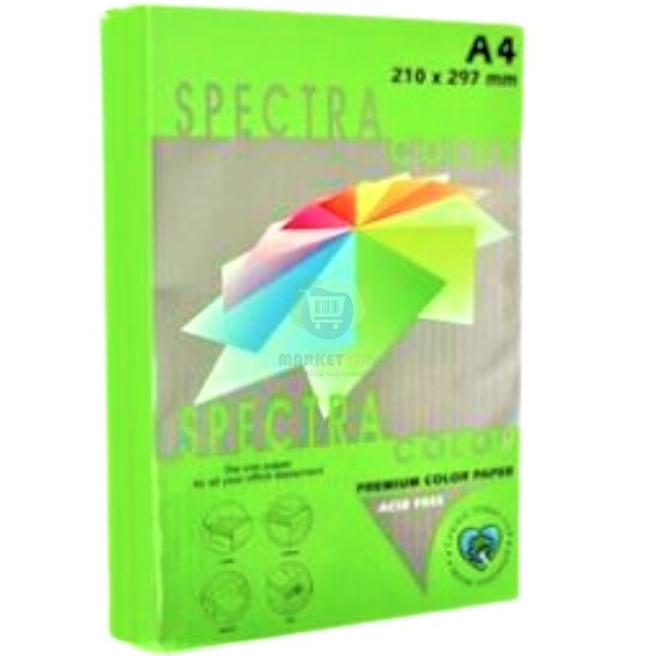 Цветная бумага "Sinar Spectra" неон-зеленая офисная для принтера