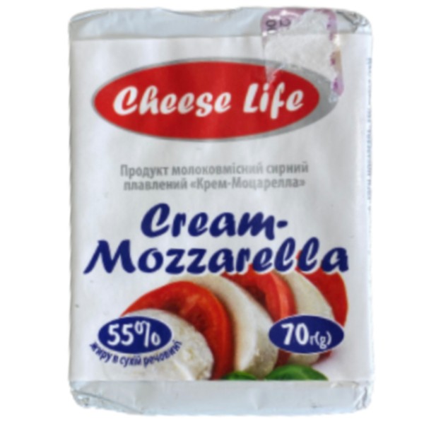 Պանրային մթերք «Cheese Life» Կրեմ-Մոցարելլա 55% հալած մածուկի նման 70գ