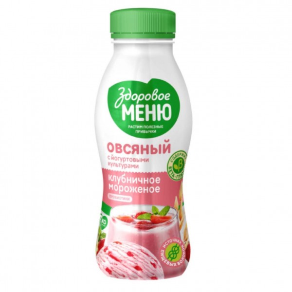 Yogurt "Zdarovoe Menu" strawberries and oats 250ml