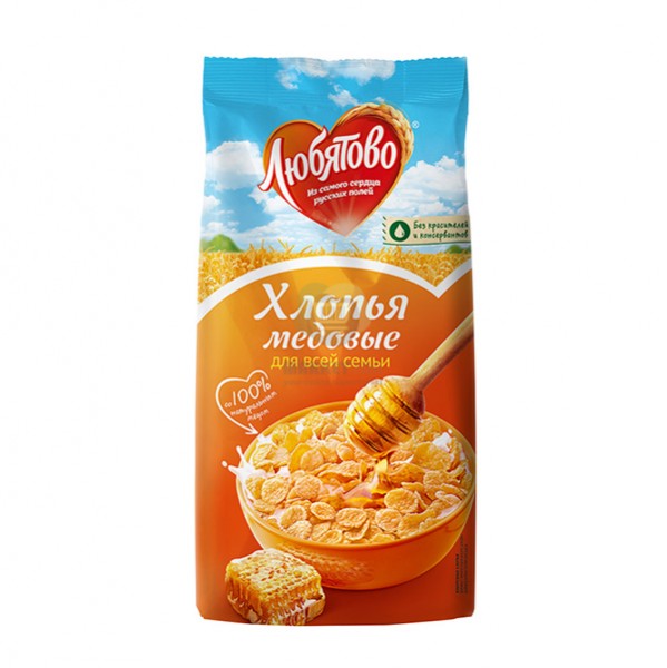 Кукурузные хлопья с медом "Любятово" 250гр (упаковка)