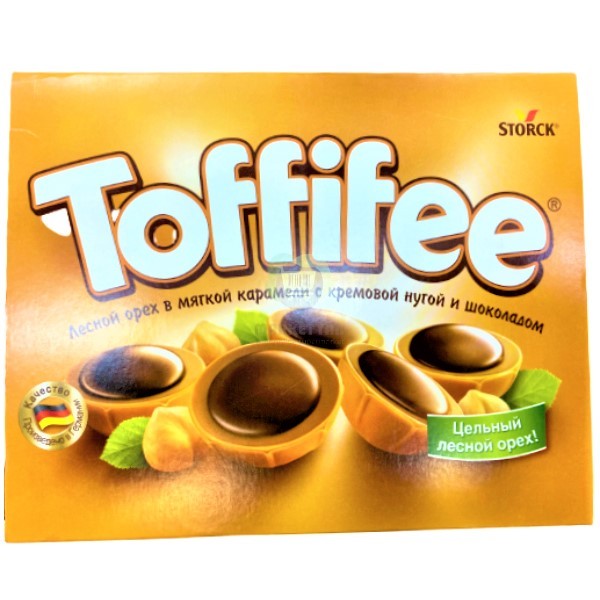 Կոնֆետների հավաքածու «Toffifee» պնդուկ փափուկ կարամելի մեջ սերուցքային նուգատով և շոկոլադով 250գ