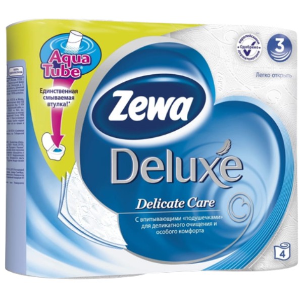 Туалетная бумага "Zewa" Deluxe белая 3-х слойная 4шт