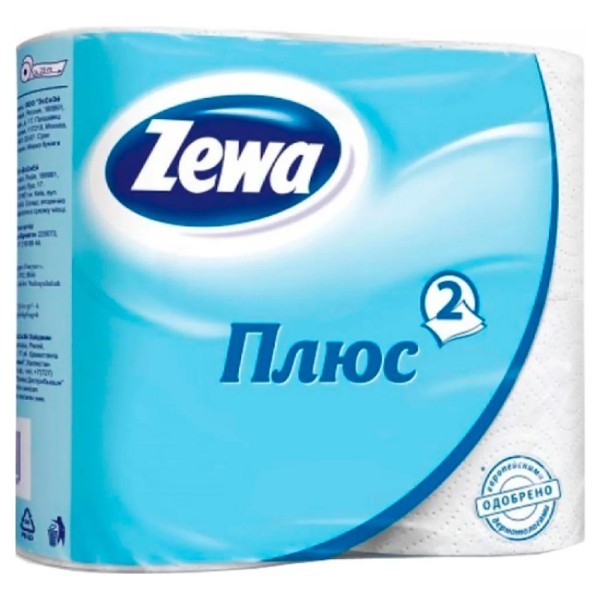 Туалетная бумага "Zewa Plus" белая 2слоя 4шт