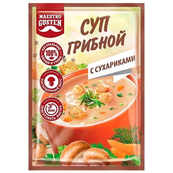 Mushroom soup with dry bread "Maestro Guesten" 16g