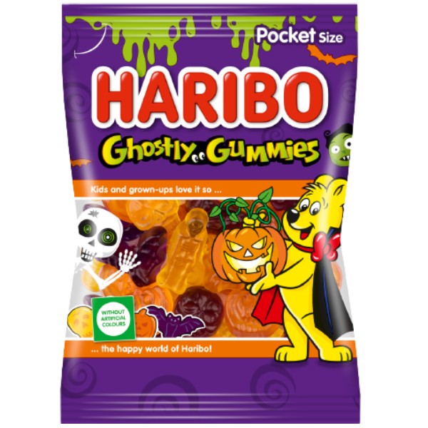 Жевательный мармелад "Haribo" Ghostly Gummies с фруктовым вкусом 90г