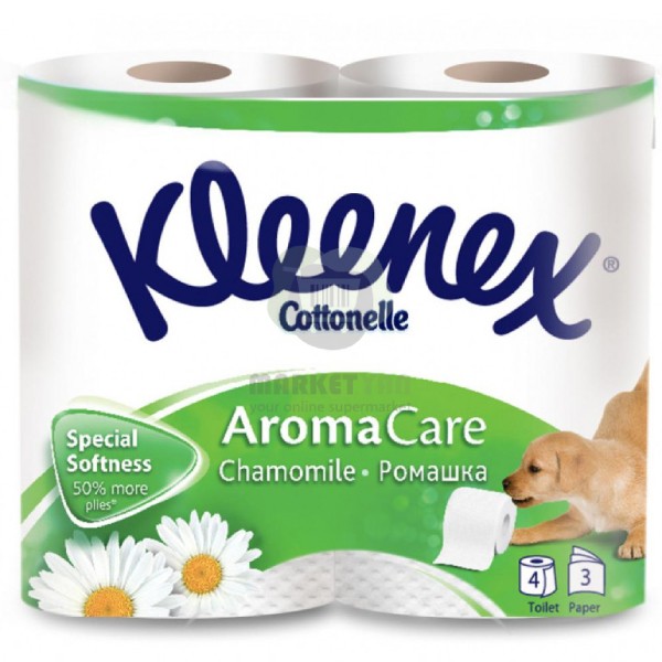 Туалетная бумага "Kleenex" нежная ромашка 3слоя 4шт