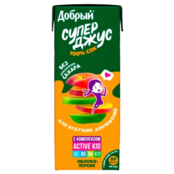 Juice "Dobry" Super Juice apple peach 200ml